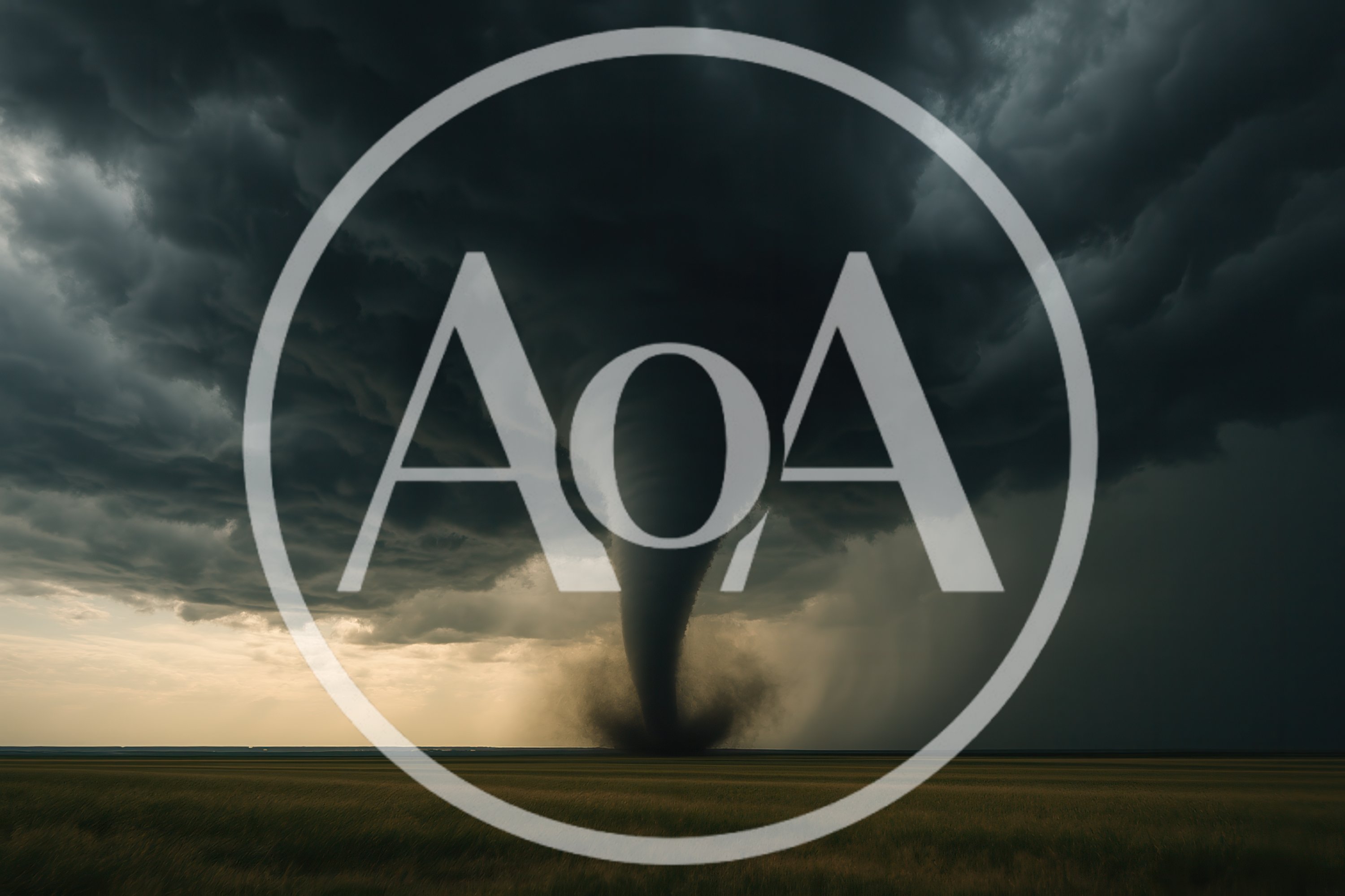 Massive Tornado Touching Down Over Open Prairie Field
