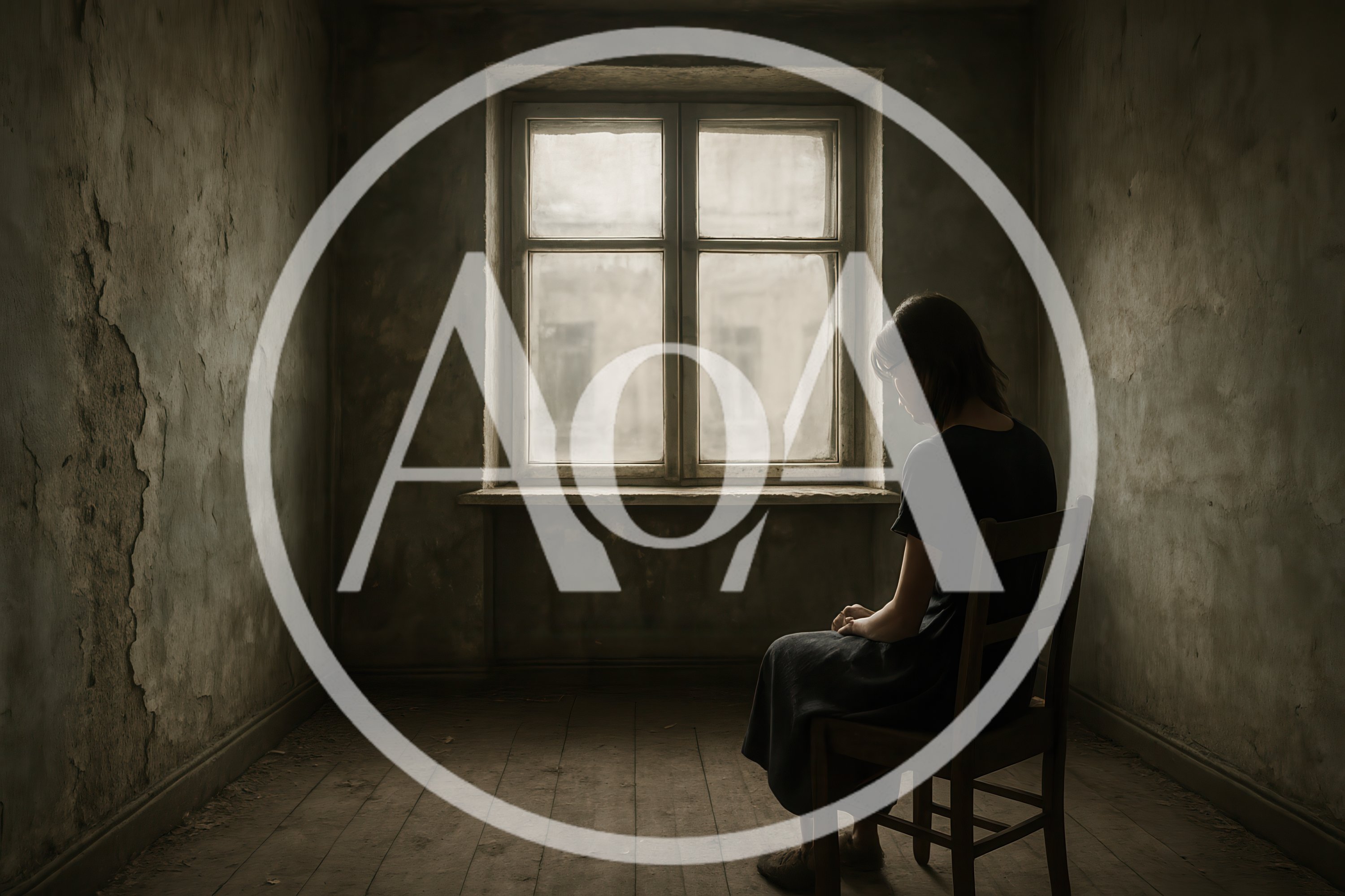 Woman Sitting Alone In A Dimly Lit Empty Room