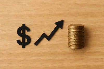 Dollar Sign and Rising Arrow with Stacked Coins