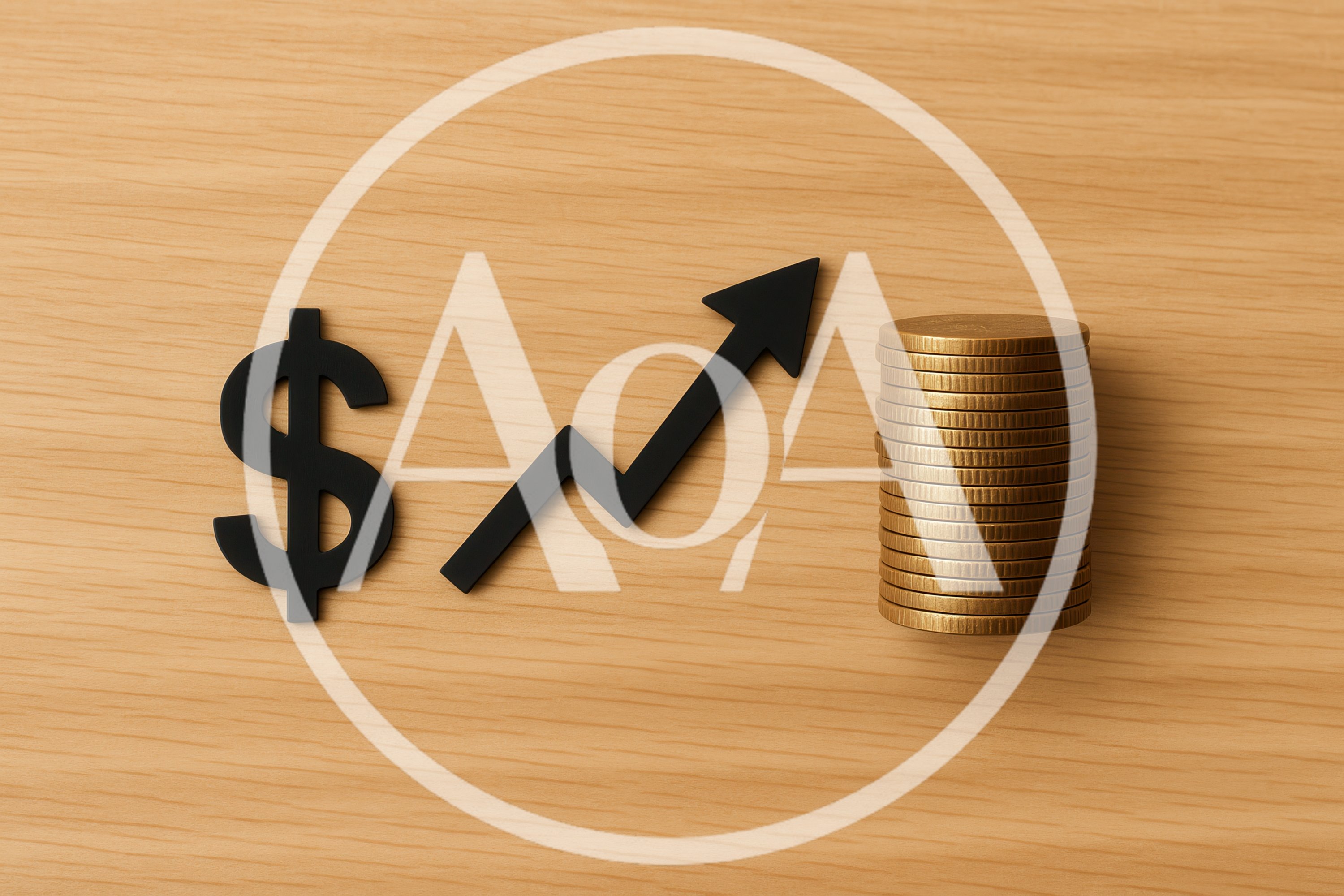 Dollar Sign and Rising Arrow with Stacked Coins