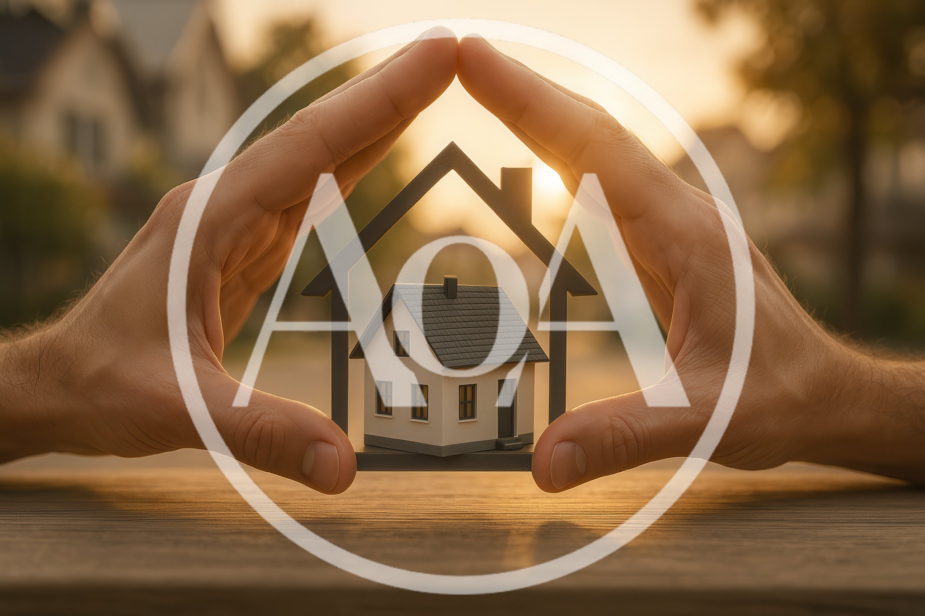 Hands Protecting A Miniature House Model