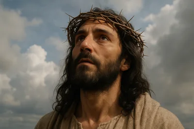 Portrait Of Jesus Christ Wearing A Crown Of Thorns