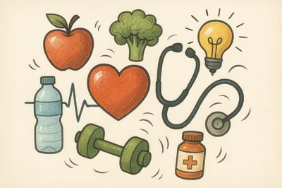 Hand Drawn Health and Wellness Icons Illustration