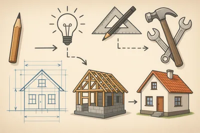 Conceptual Illustration Of The Home Construction Process