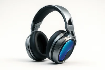 Modern Metallic Wireless Headphones With Iridescent Accents