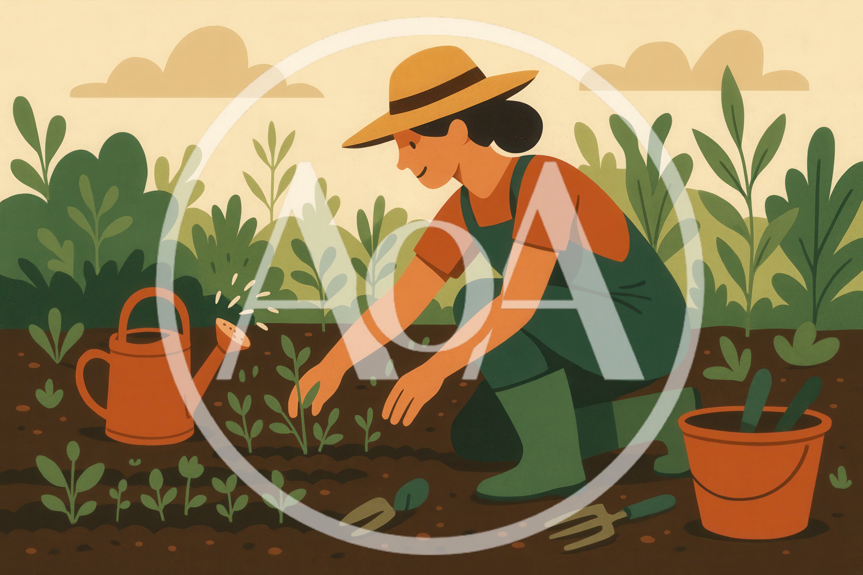 Woman Gardening In A Vegetable Patch
