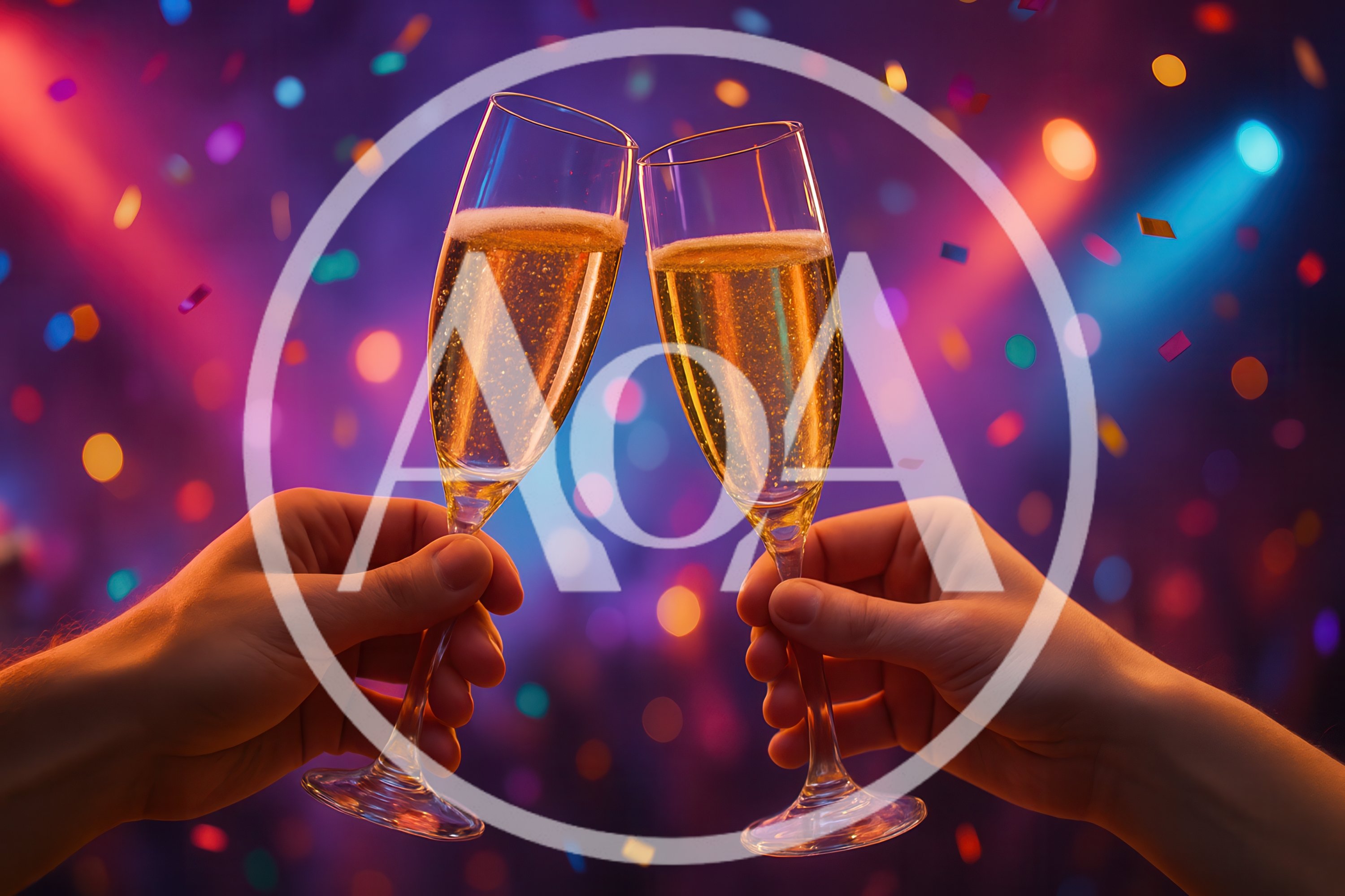 Two Hands Toasting With Champagne Flutes At Party