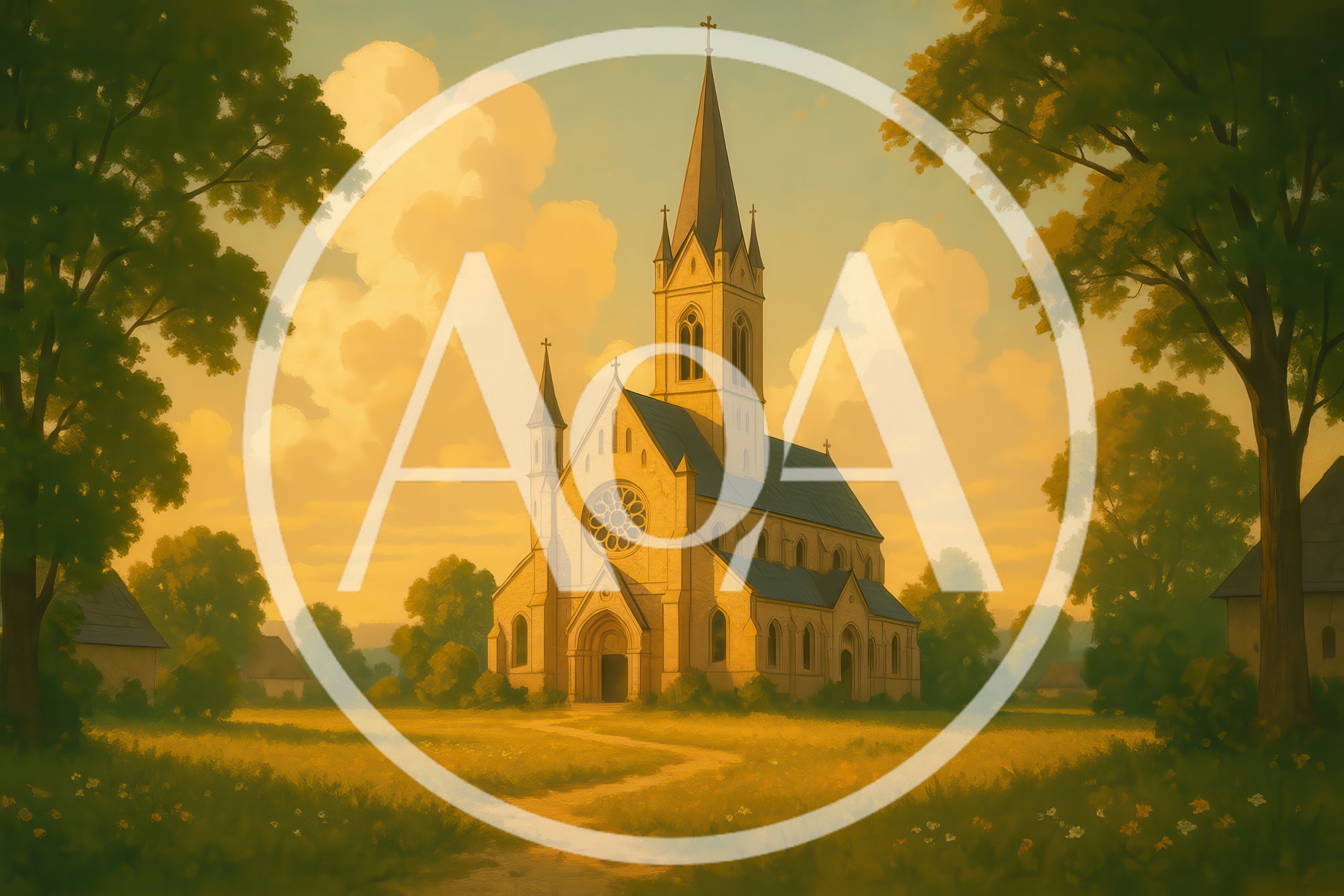 Gothic Revival Church In A Golden Meadow