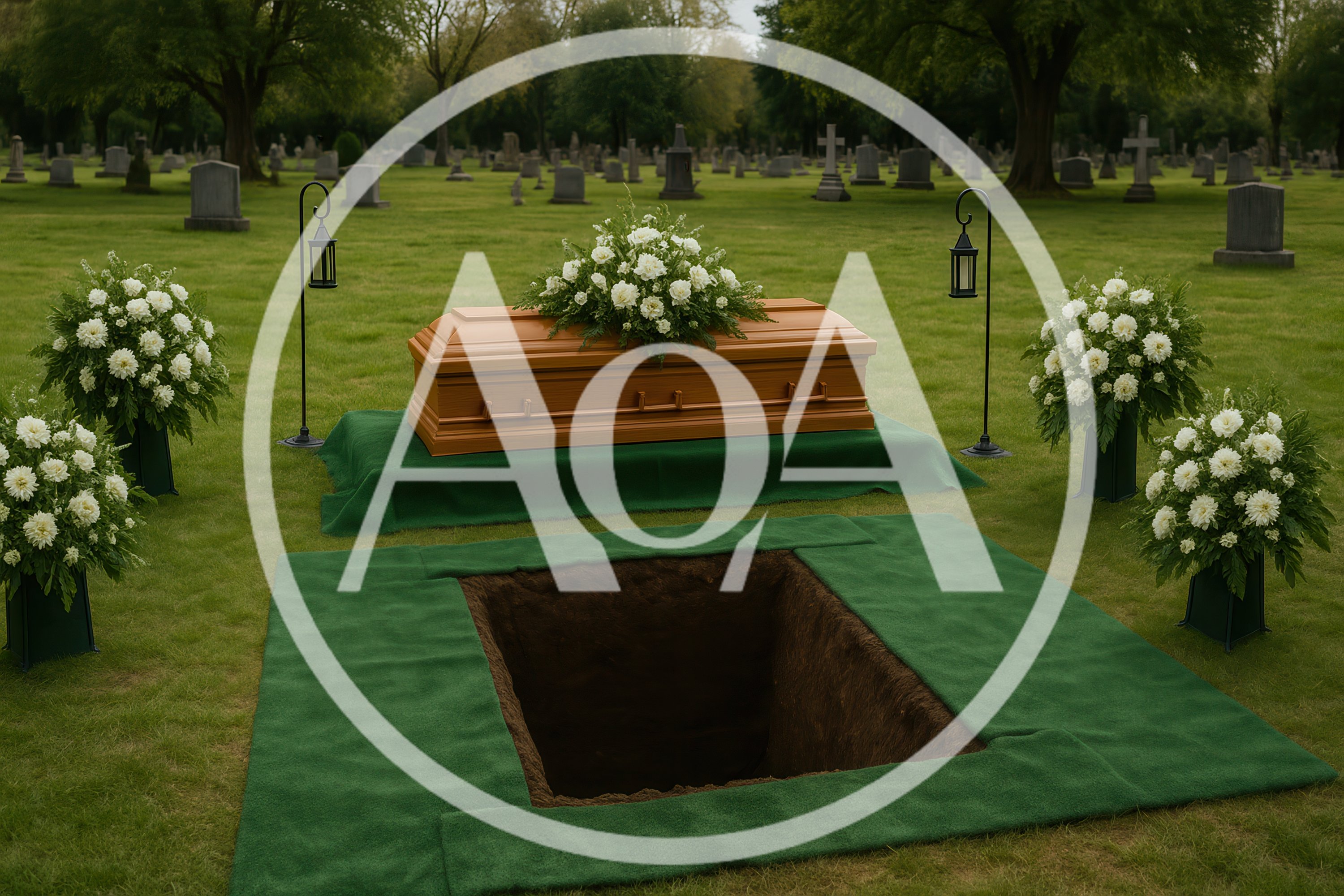 Wooden Casket Prepared for Burial at Cemetery