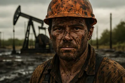 Portrait Of A Grimy Oil Field Worker