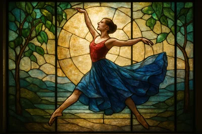 Stained Glass Window Featuring A Dancing Ballerina