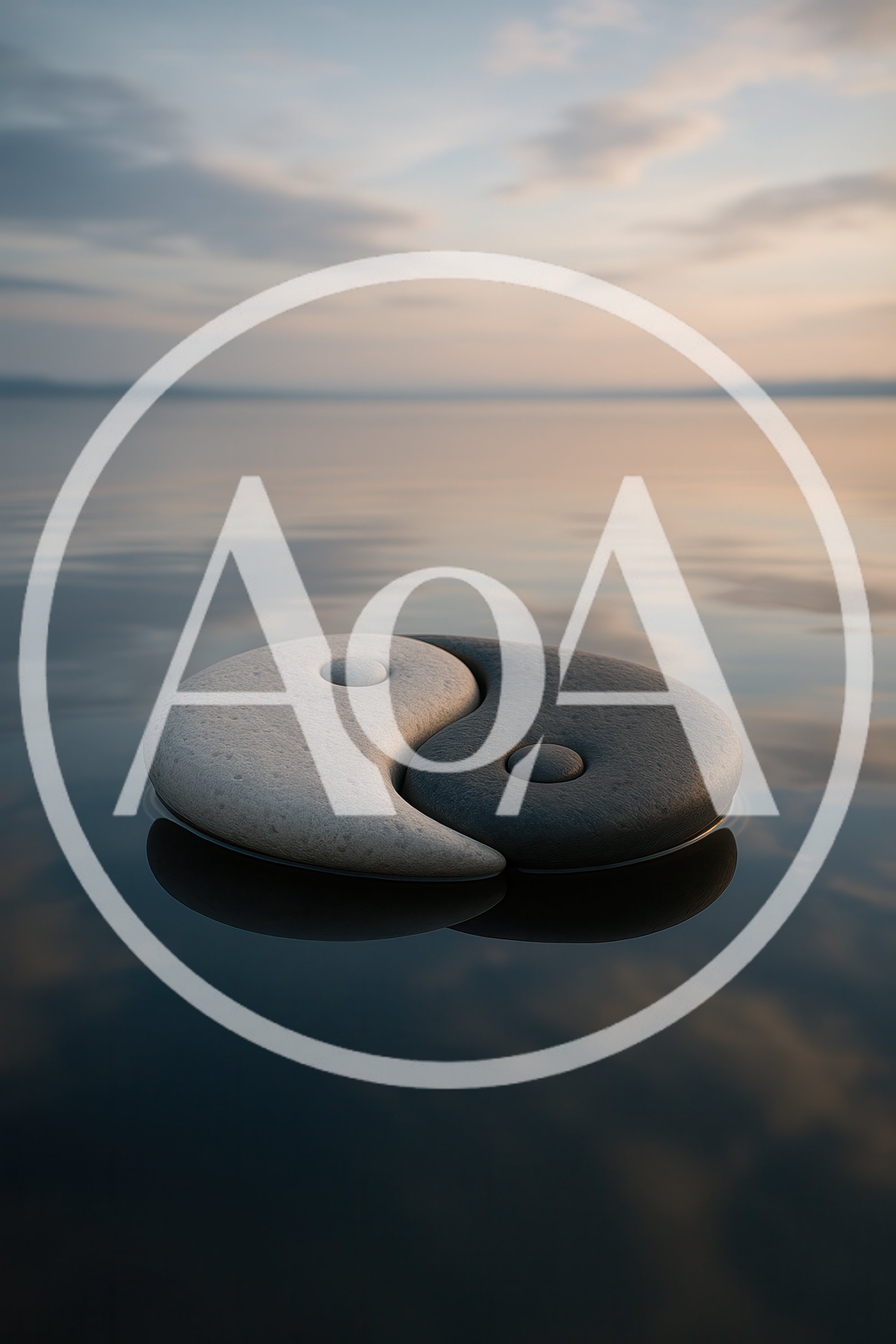 Yin Yang Symbol Formed By Stones Floating On Water