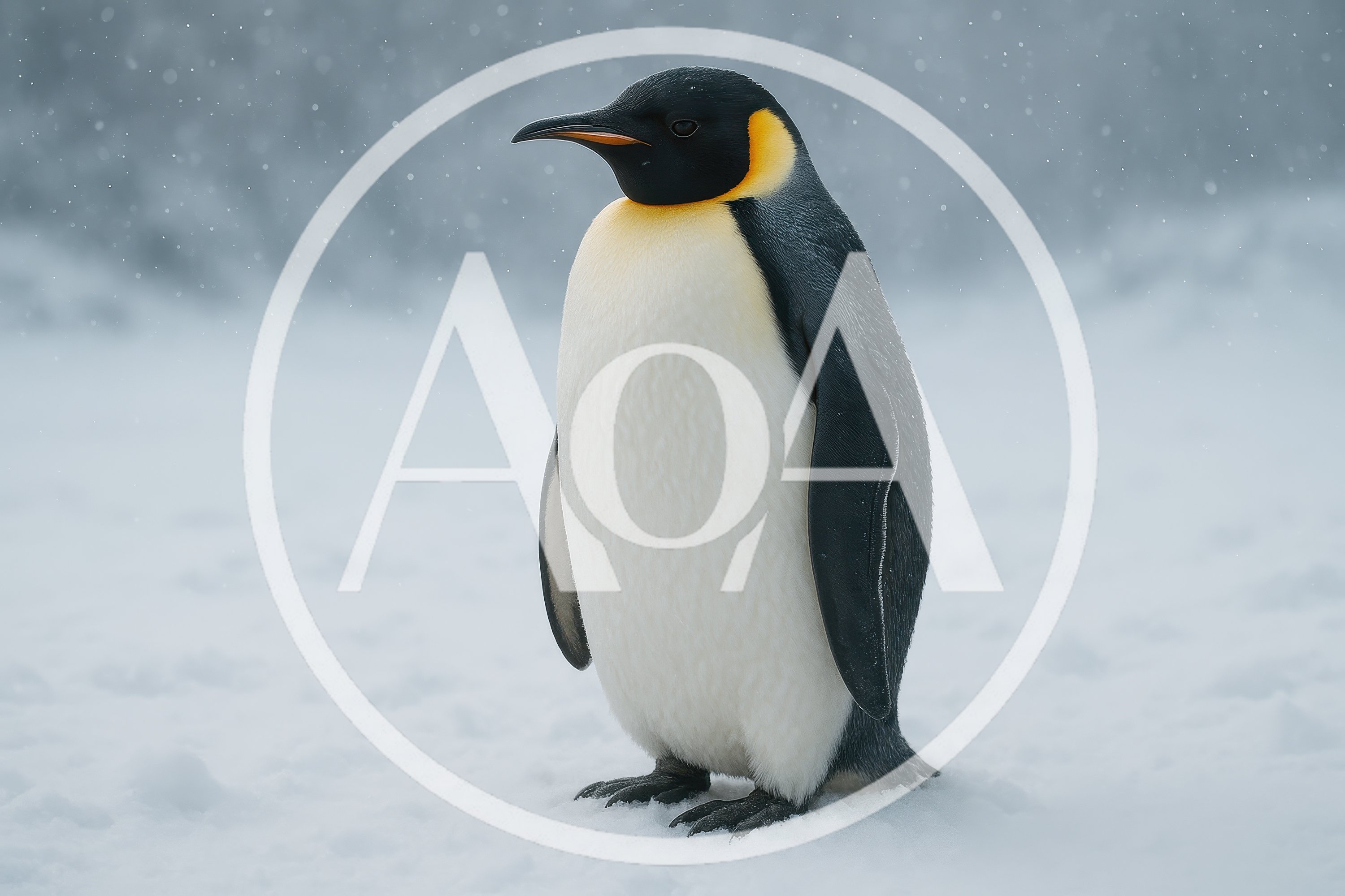 Emperor Penguin Standing Alone In Snowy Antarctic Landscape