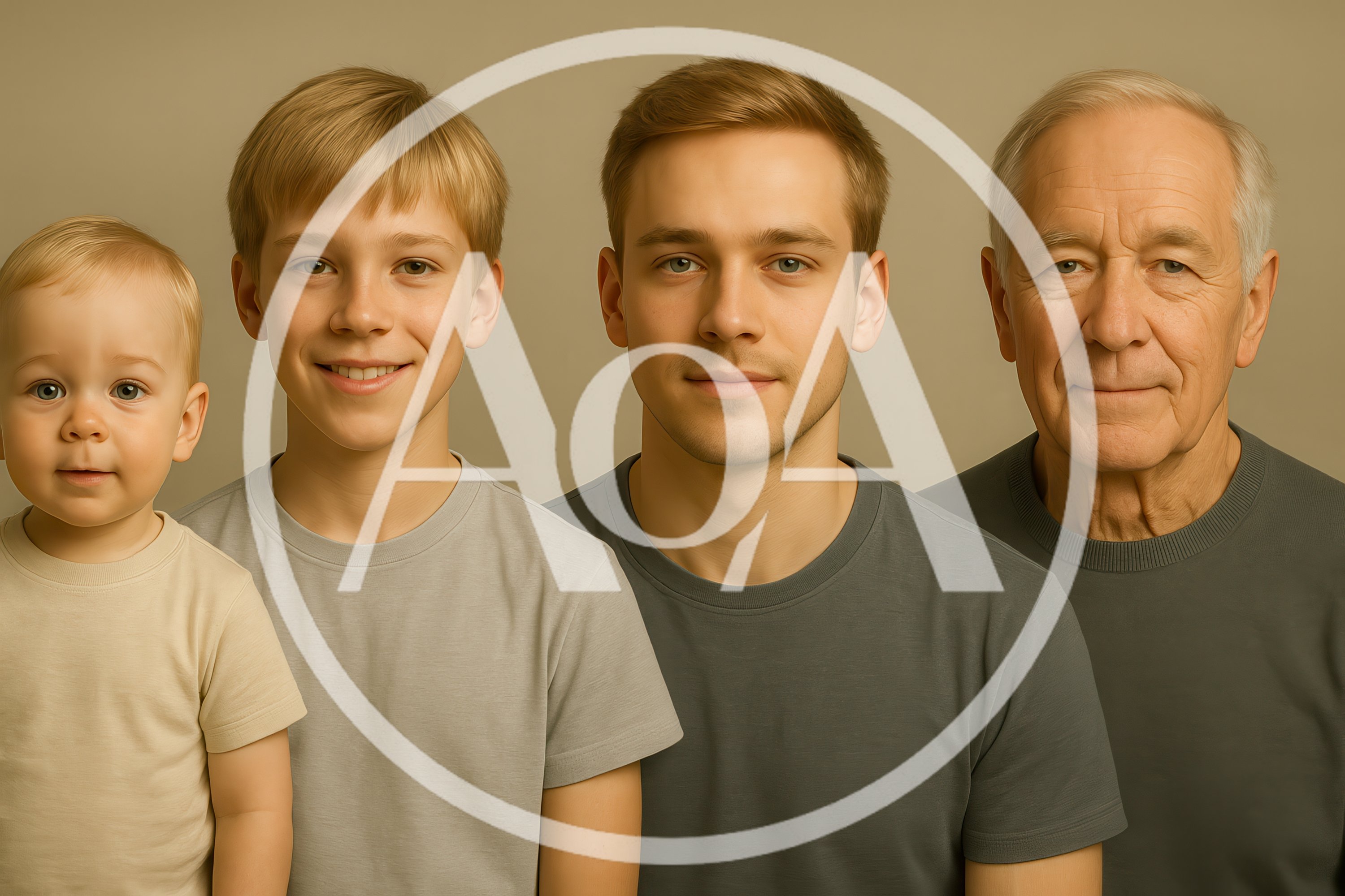 Four Generations Of Males In A Studio Portrait