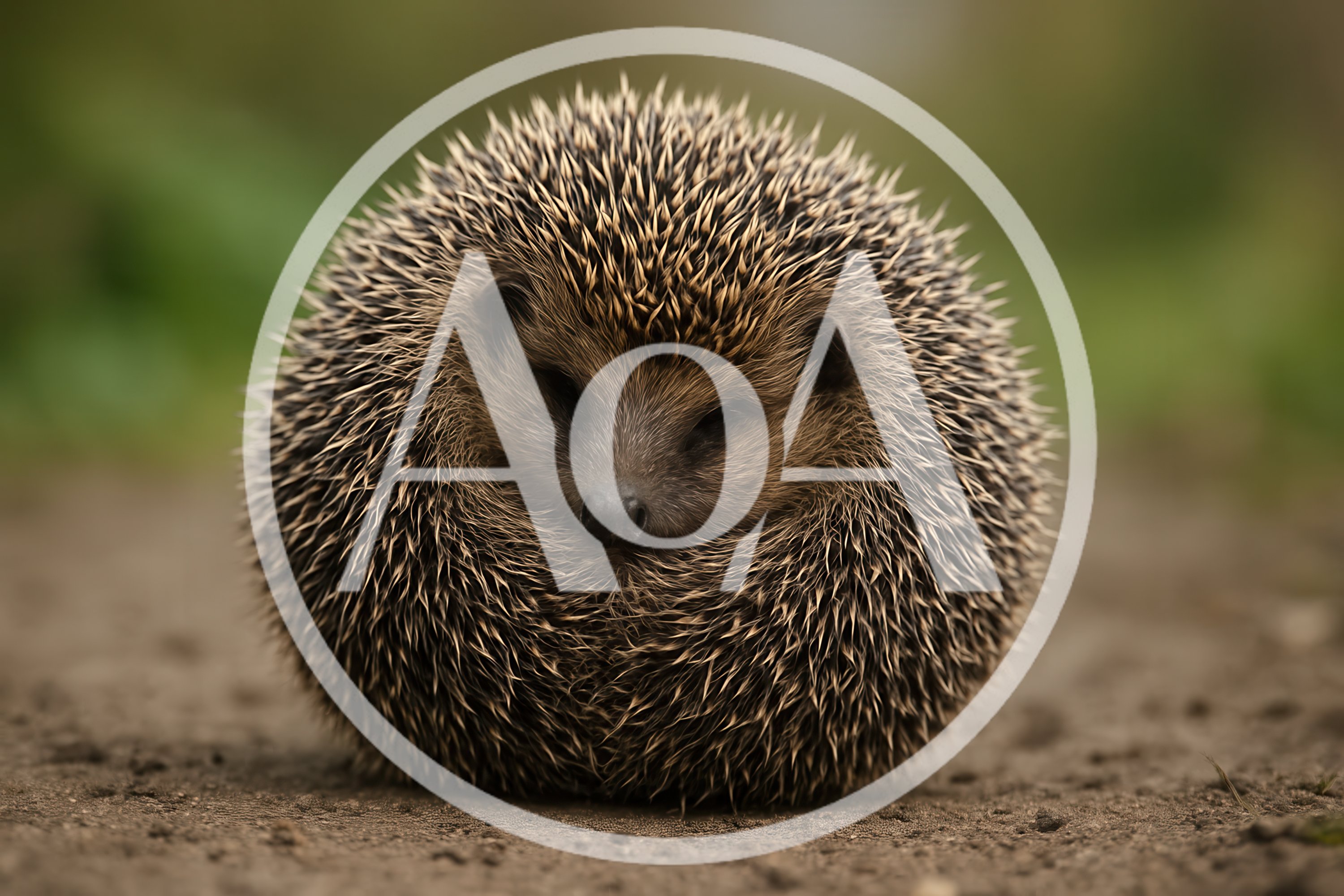 Curled Up Hedgehog Resting On Dirt Path