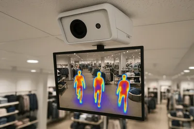 Thermal Imaging Security Camera Monitoring Retail Store Customers