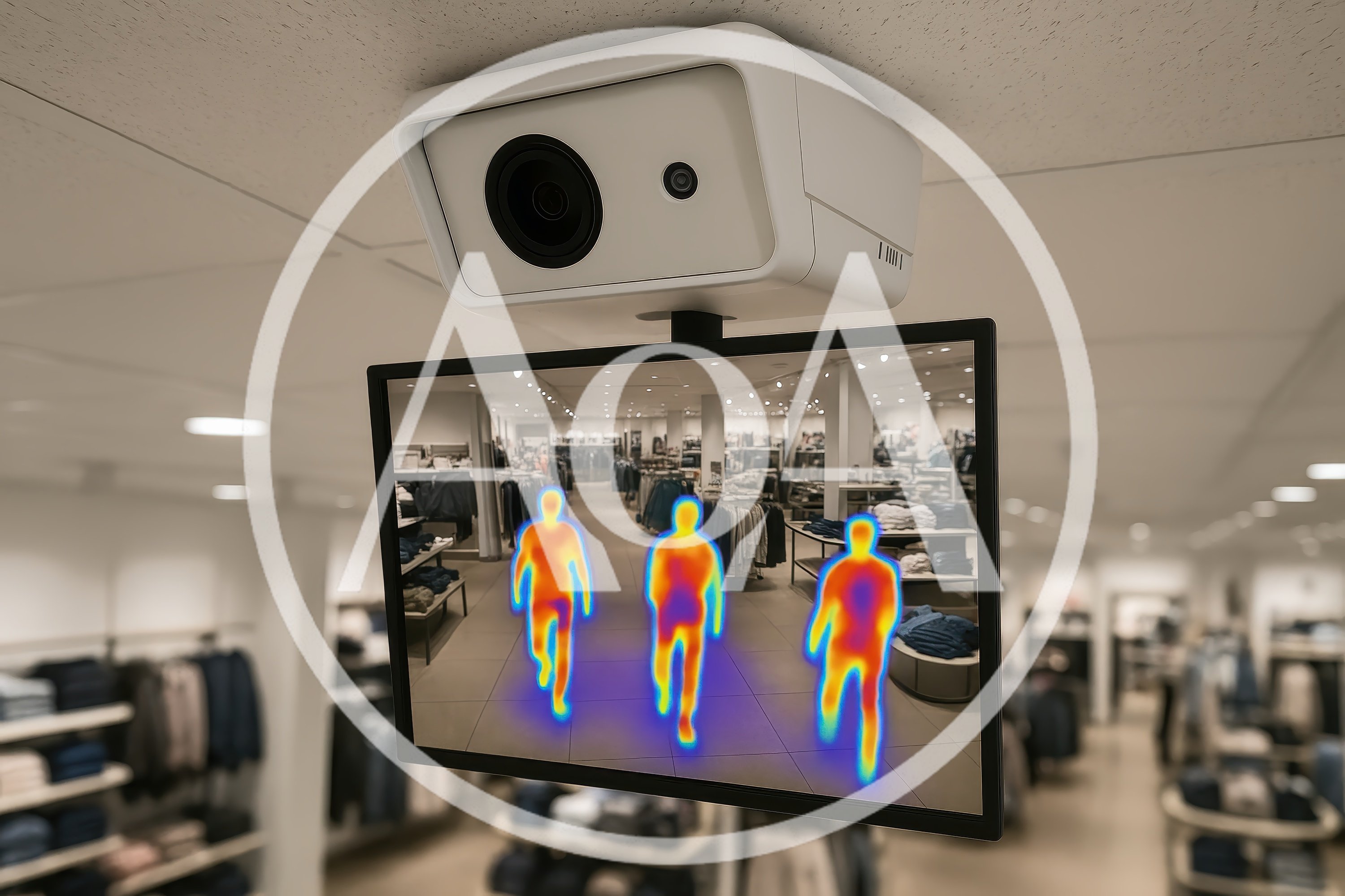 Thermal Imaging Security Camera Monitoring Retail Store Customers