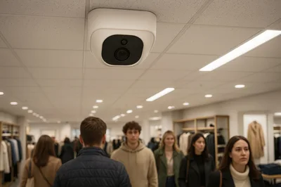 Security Camera Monitoring Shoppers In A Clothing Store