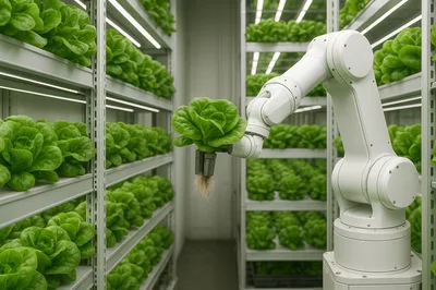Robotic Arm Harvesting Lettuce in Vertical Farm