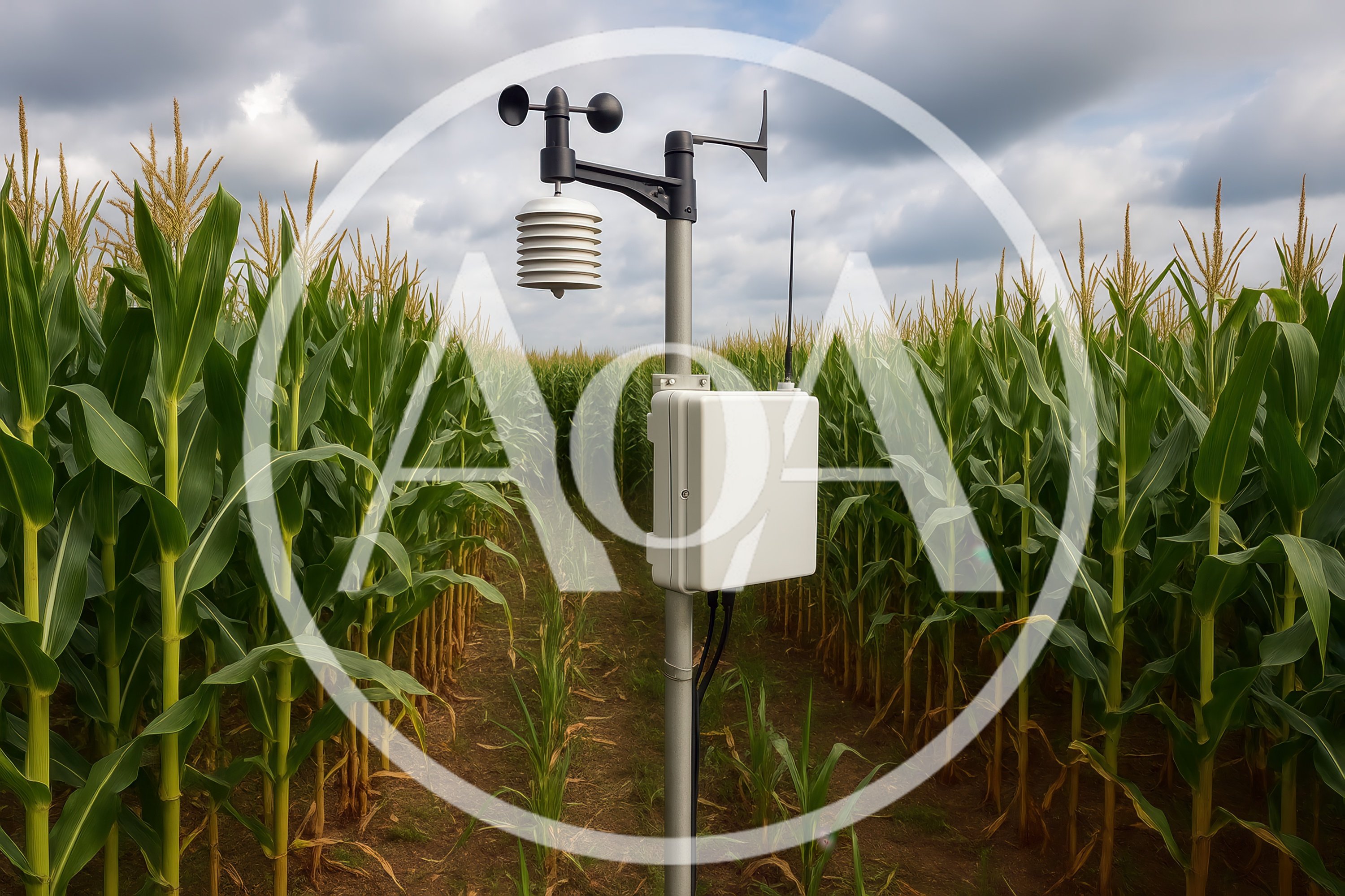 Weather Station Sensor In A Corn Field
