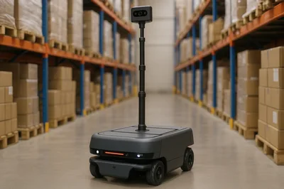 Autonomous Warehouse Robot Navigating Storage Aisle