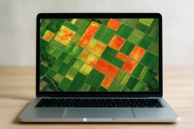 Laptop Displaying Agricultural Satellite Crop Health Analysis