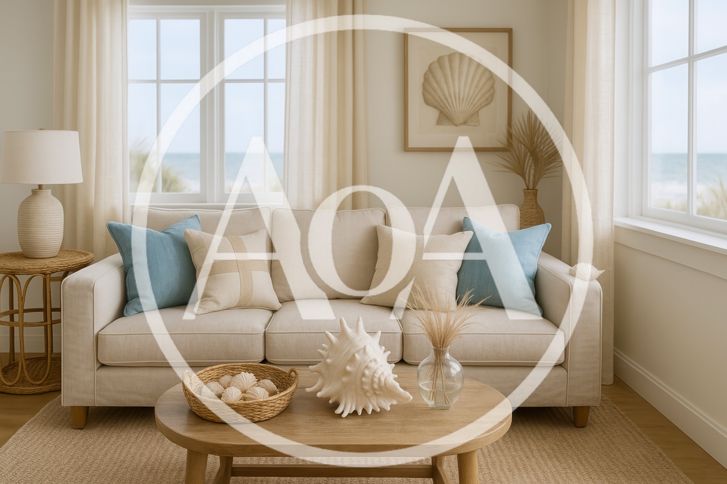 Coastal Living Room Interior With Neutral Decor