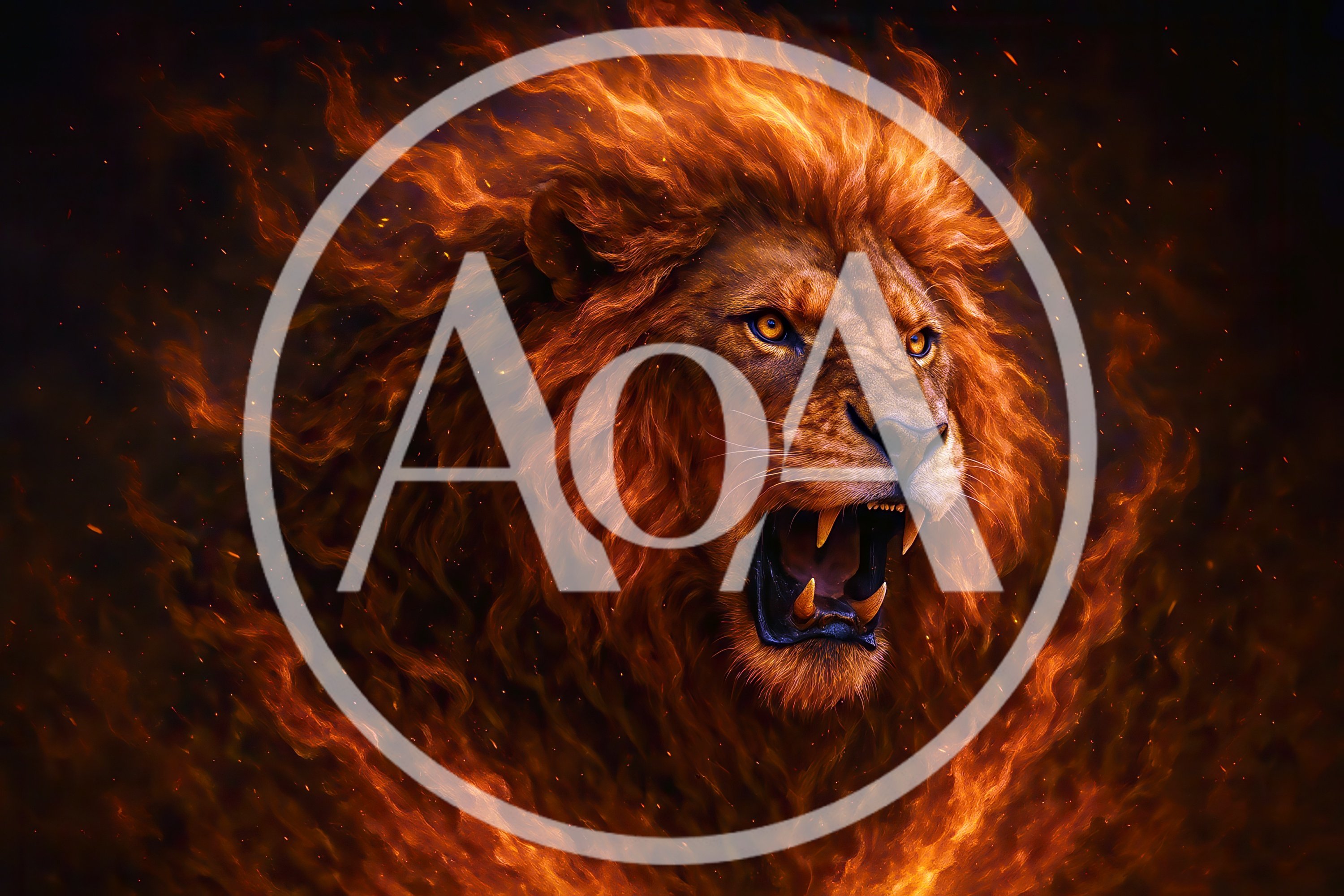 Majestic Lion Head Surrounded By Intense Fire Flames