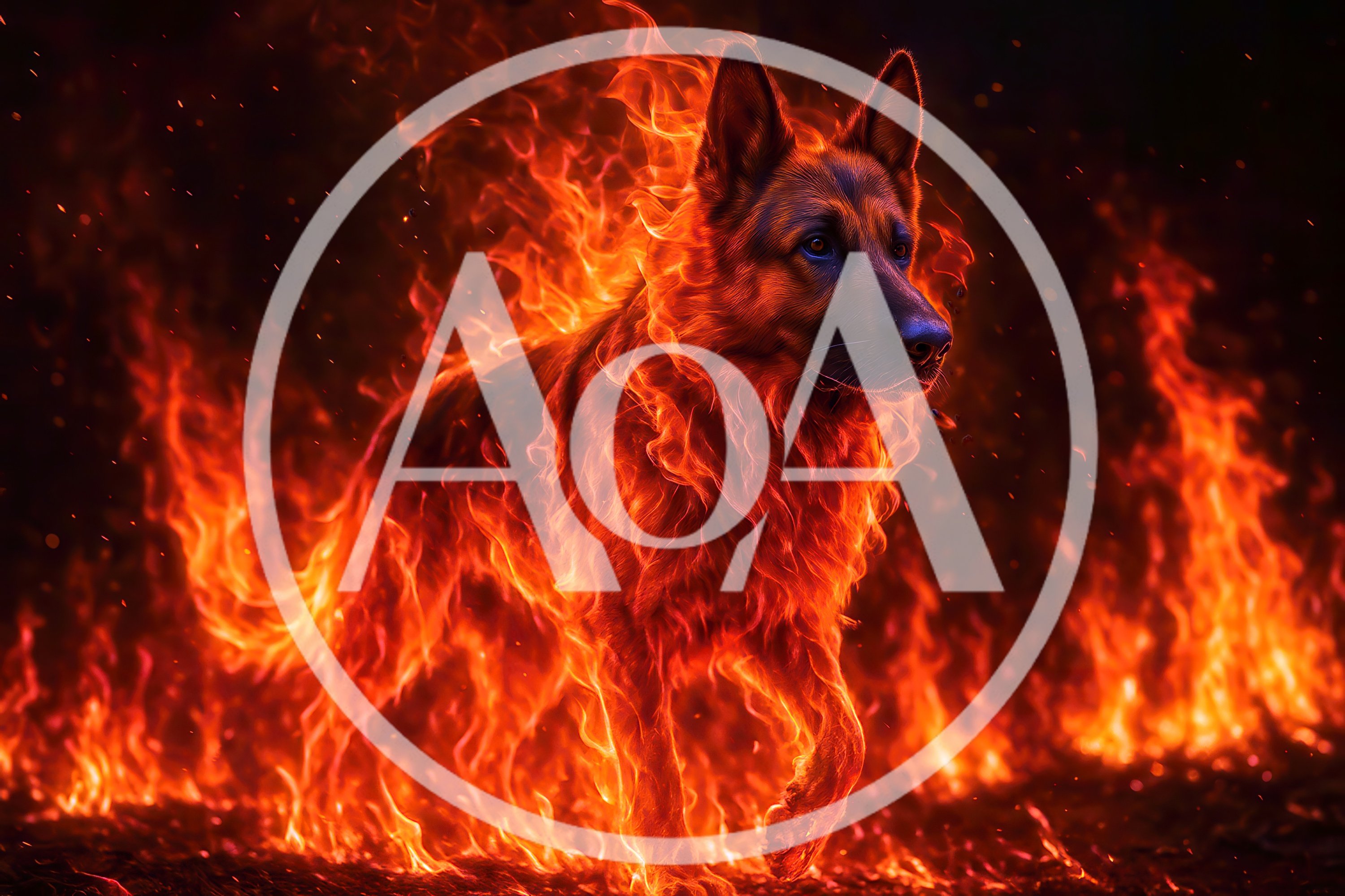 German Shepherd Dog Engulfed In Intense Fire