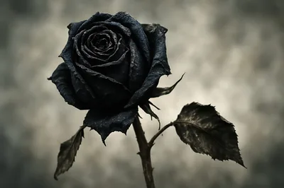 Single Withered Black Rose Against A Textured Background