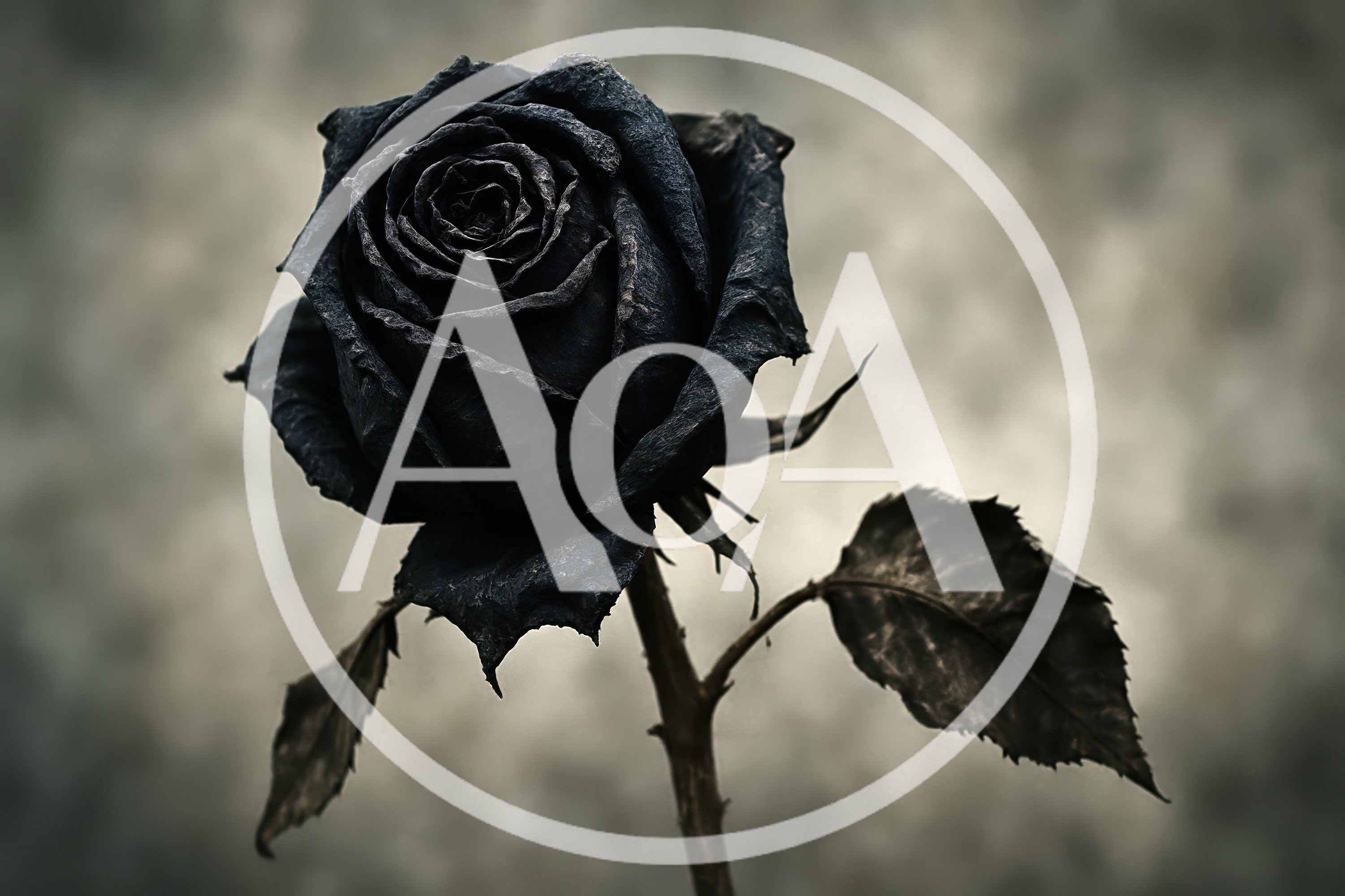 Single Withered Black Rose Against A Textured Background