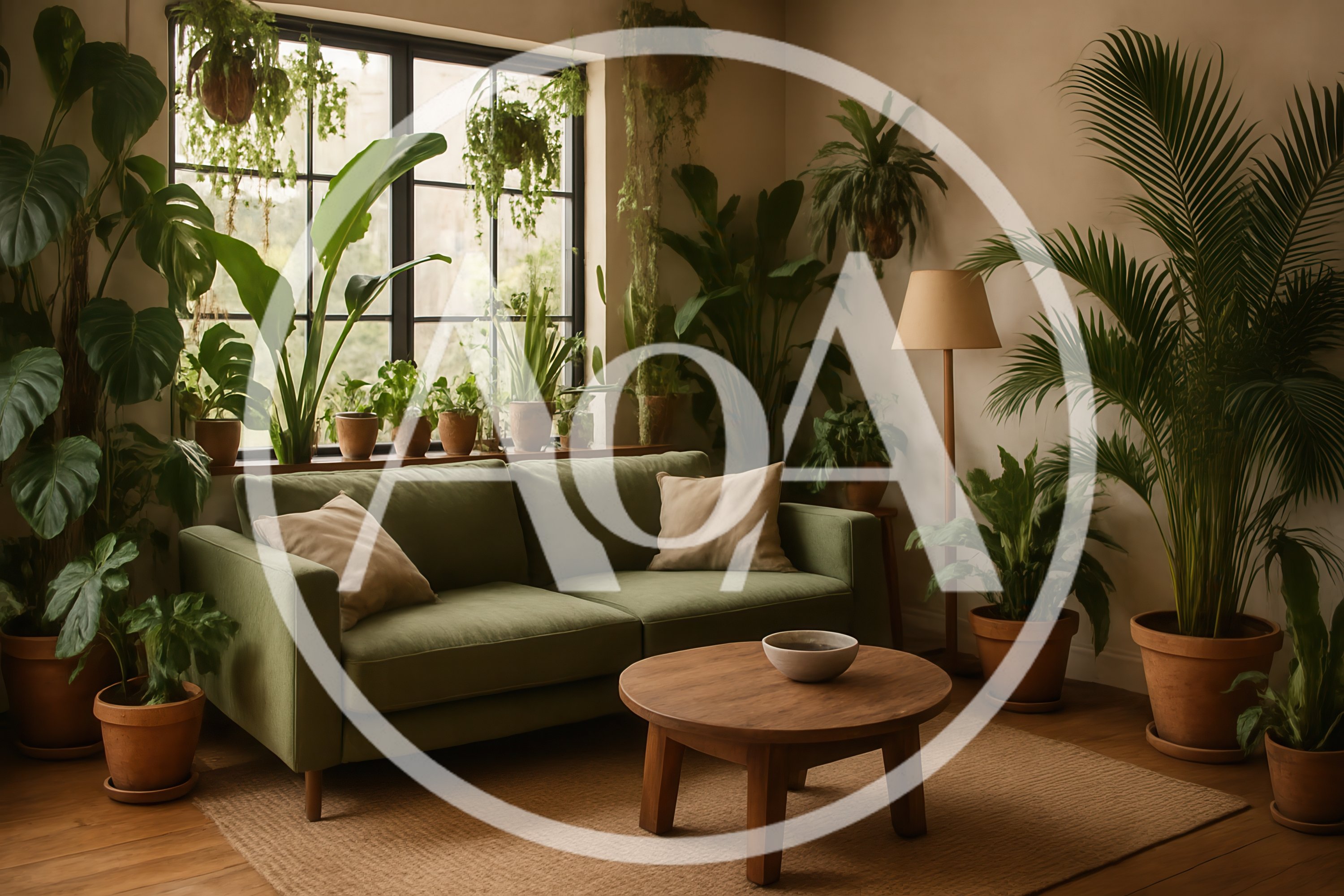 Cozy Living Room Filled With Lush Indoor Plants