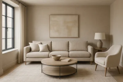 Modern Minimalist Living Room Interior With Neutral Tones