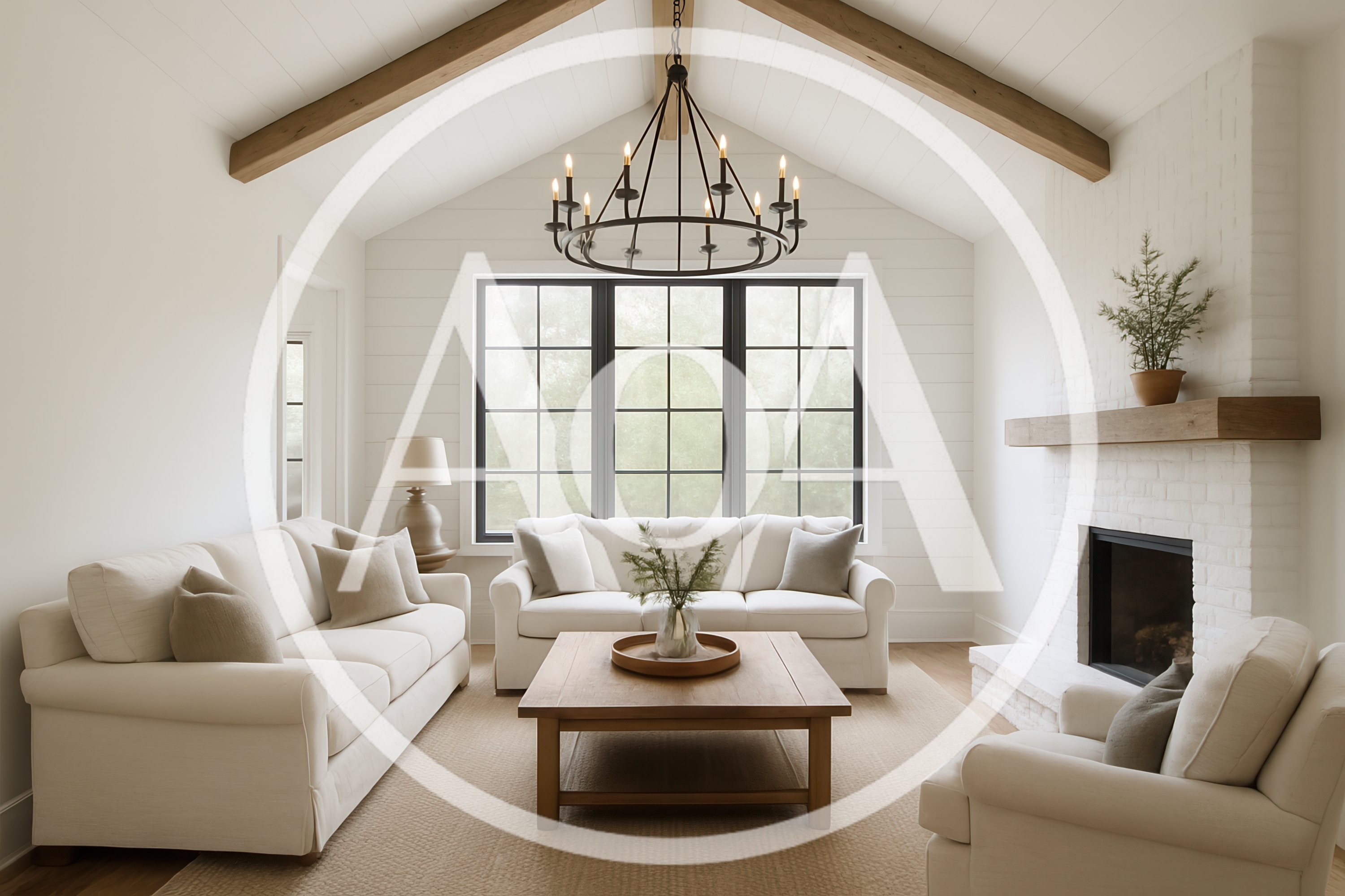 Modern Farmhouse Living Room With Vaulted Ceiling
