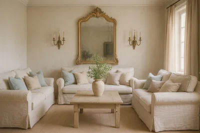 Elegant Living Room With Neutral Furniture And Decor