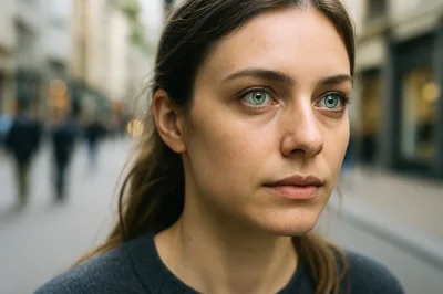 Portrait Of A Young Woman In A City Street