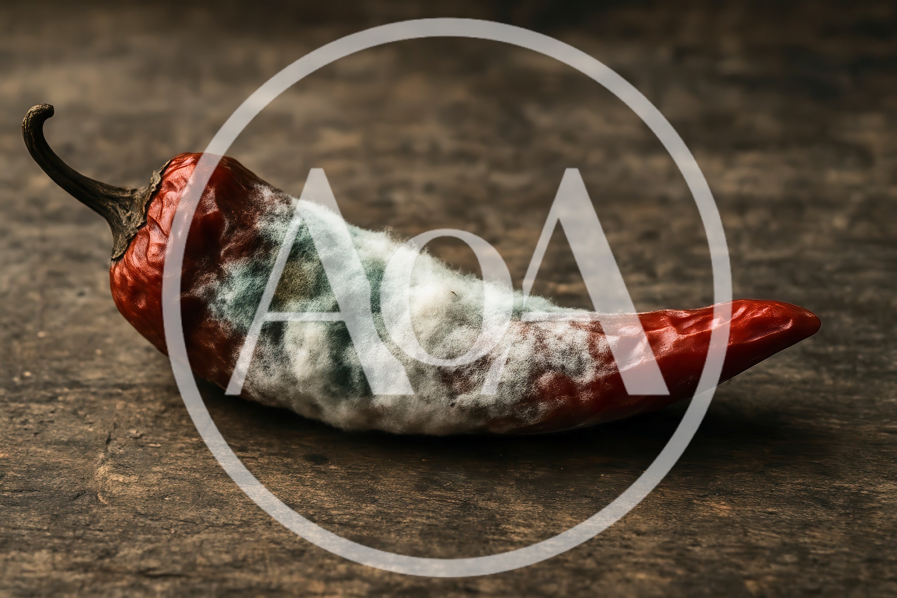 Single Moldy Red Chili Pepper On Wooden Surface