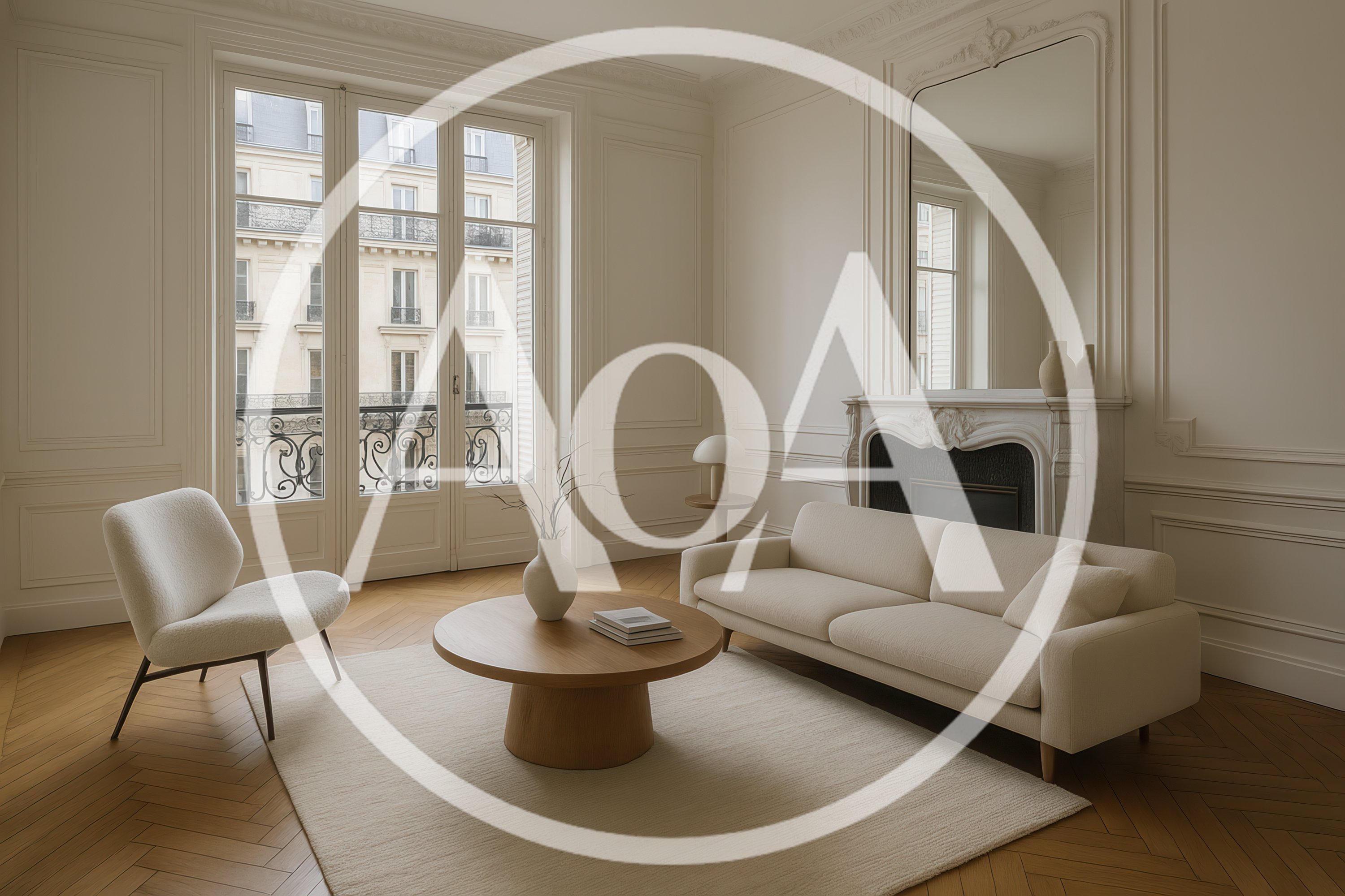 Minimalist Living Room With Parisian Architecture