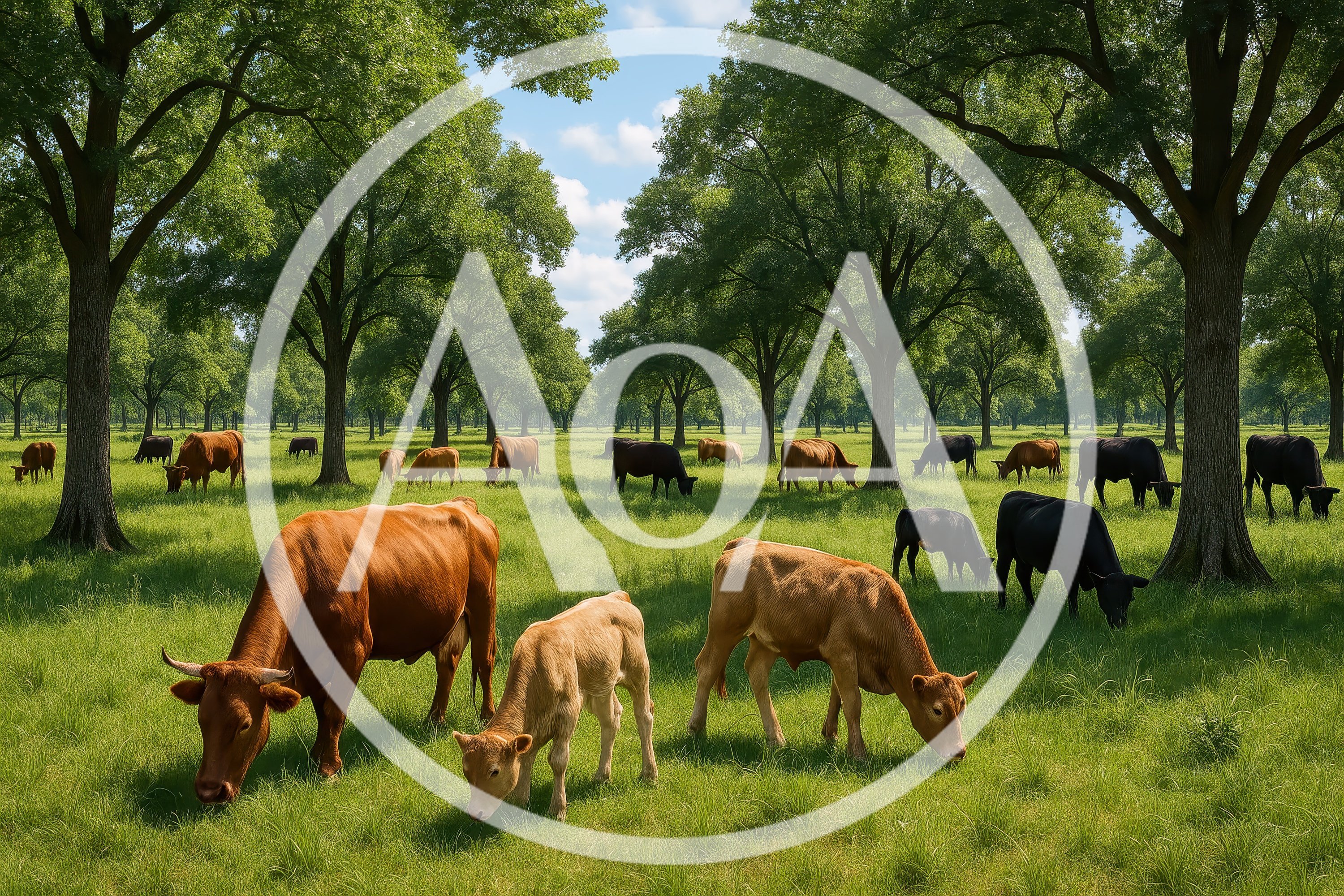Cattle Grazing in a Lush Green Pasture