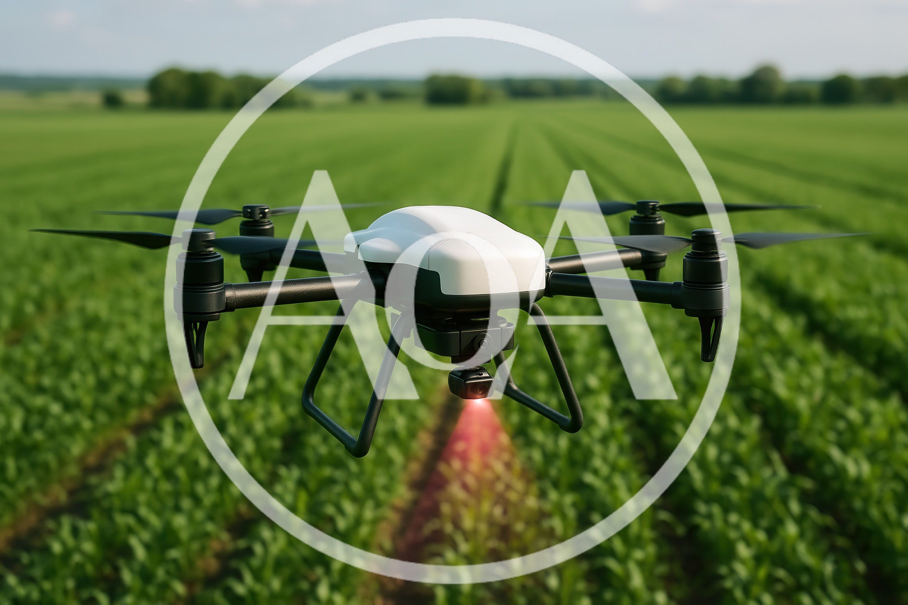 Agricultural Drone Monitoring Green Crop Field
