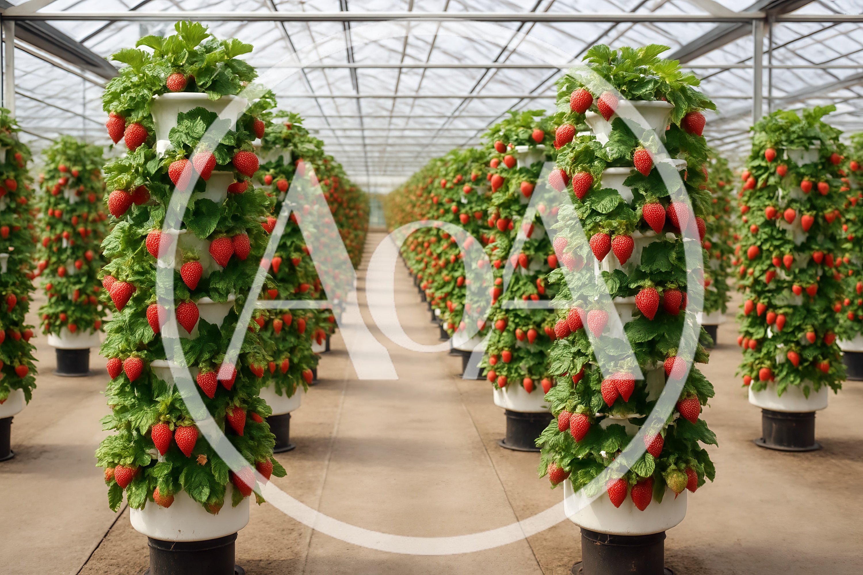 Vertical Strawberry Farming In A Modern Greenhouse