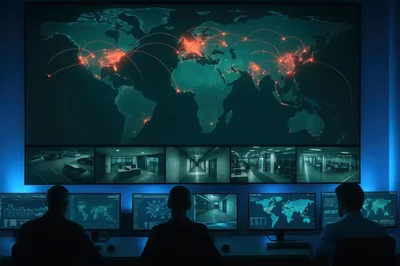 Cybersecurity Analysts Monitoring Global Network Activity