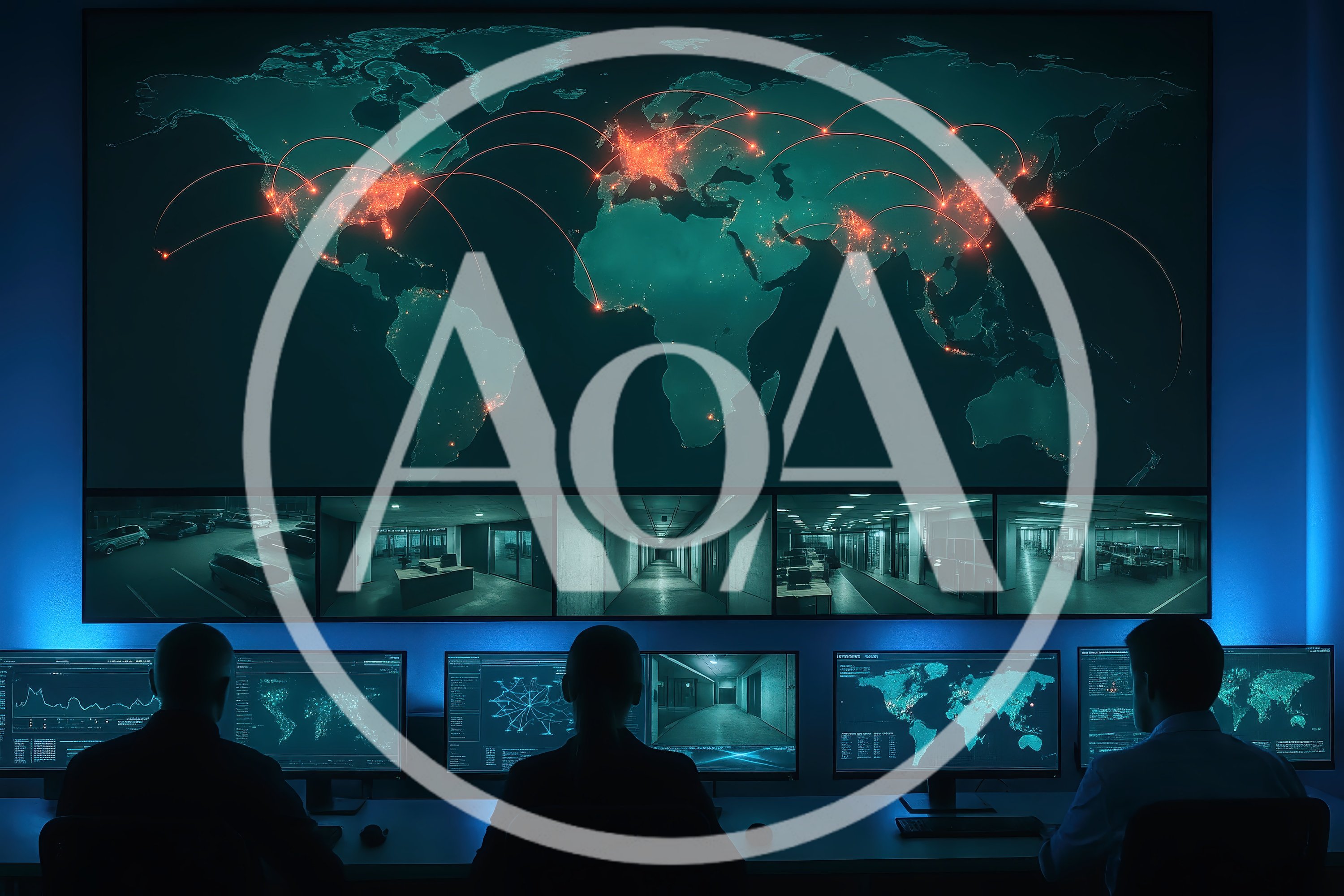 Cybersecurity Analysts Monitoring Global Network Activity