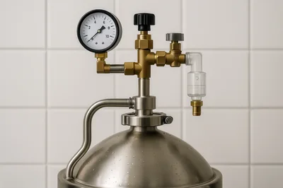 Industrial Pressure Vessel With Gauge And Valves
