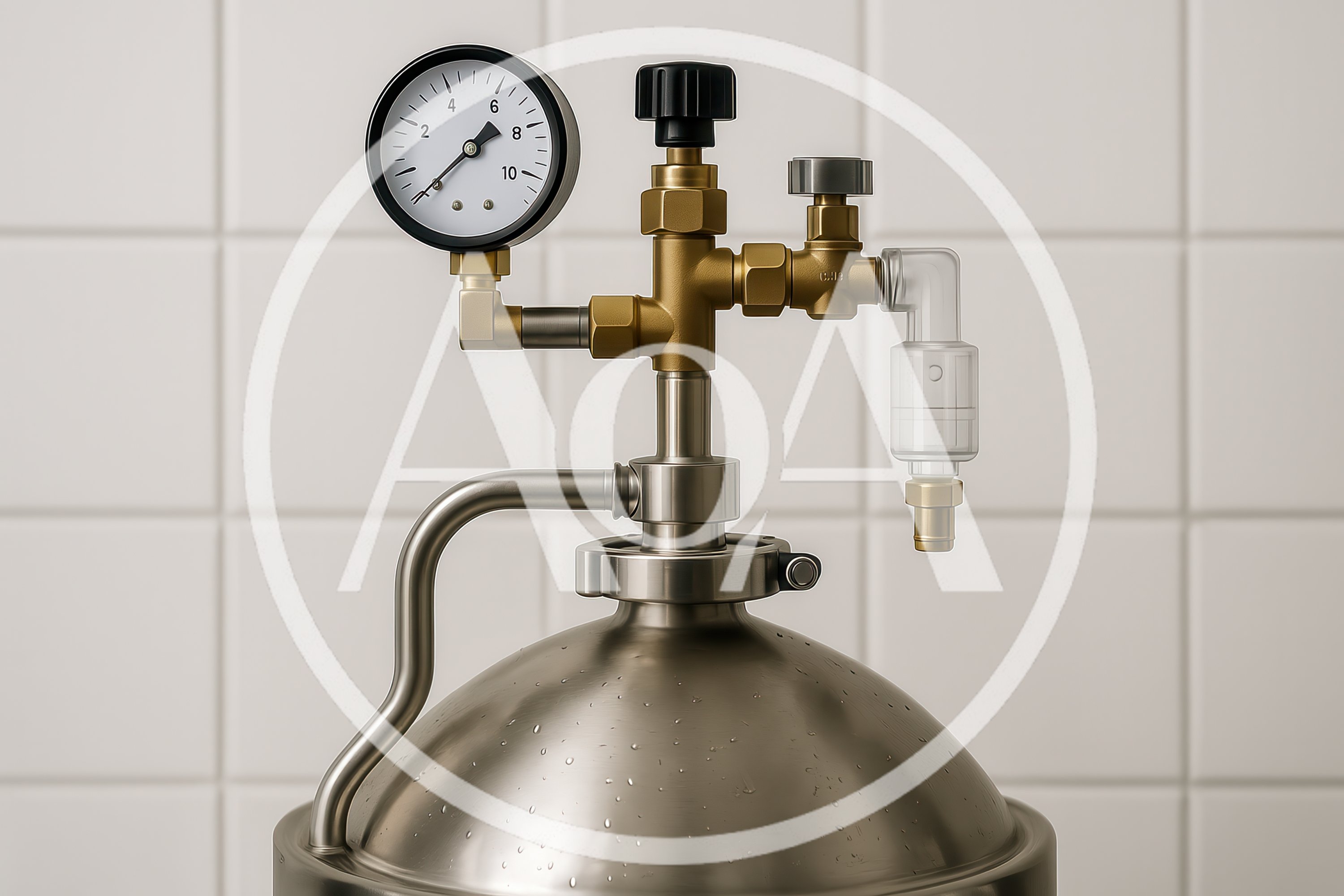 Industrial Pressure Vessel With Gauge And Valves