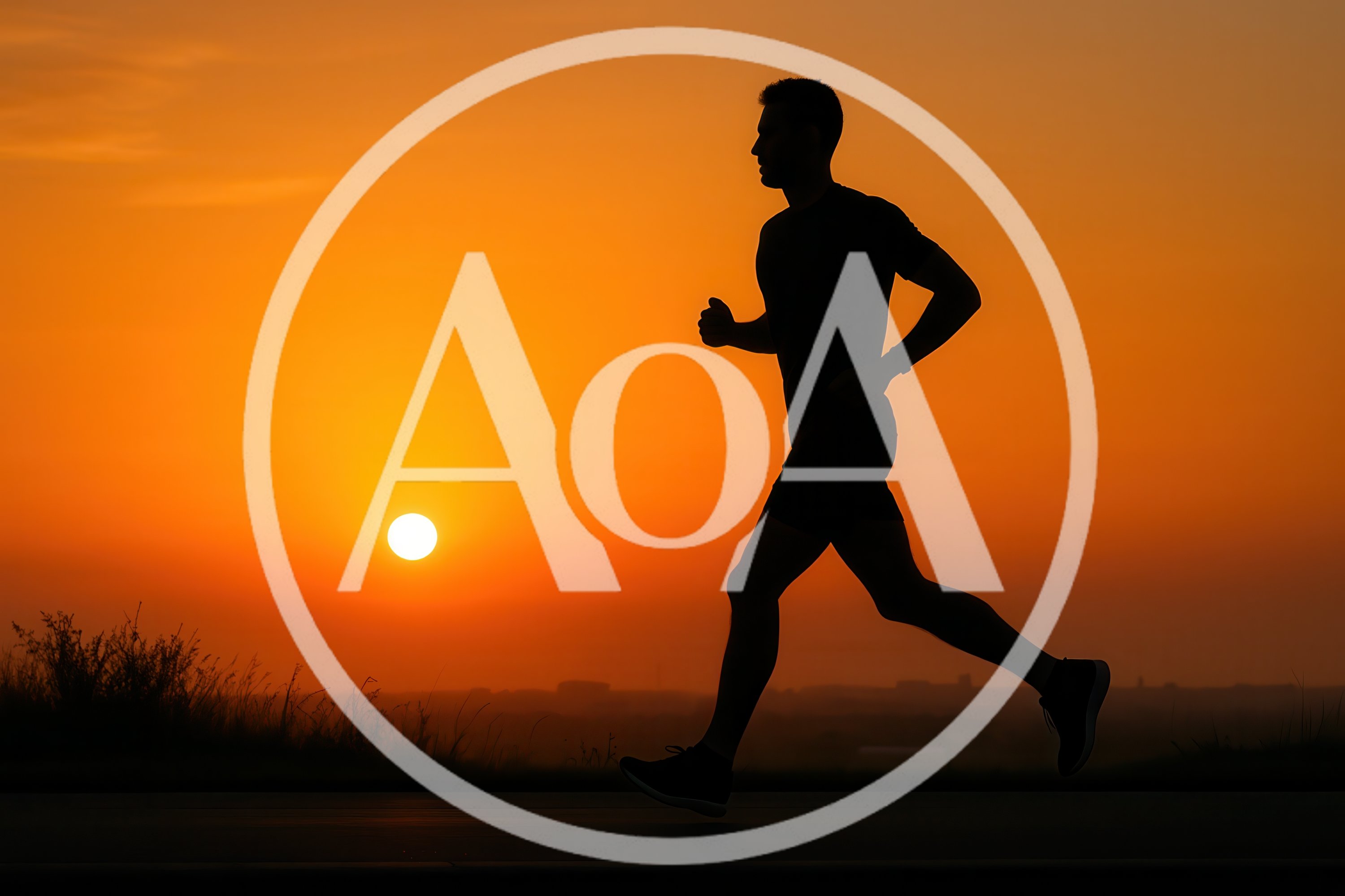 Silhouette Of A Man Running At Sunset