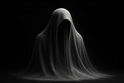 Ethereal Dark Hooded Figure In Shadow