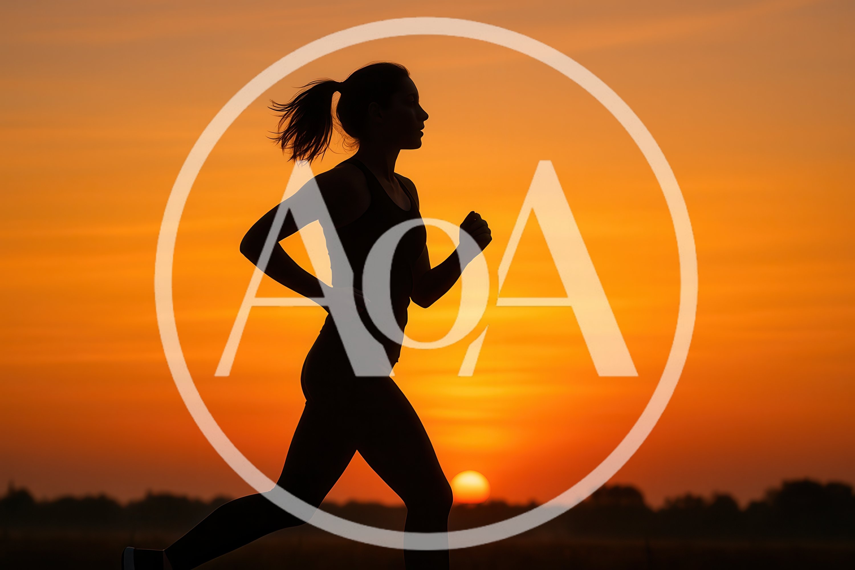 Silhouette Of A Woman Running At Sunset