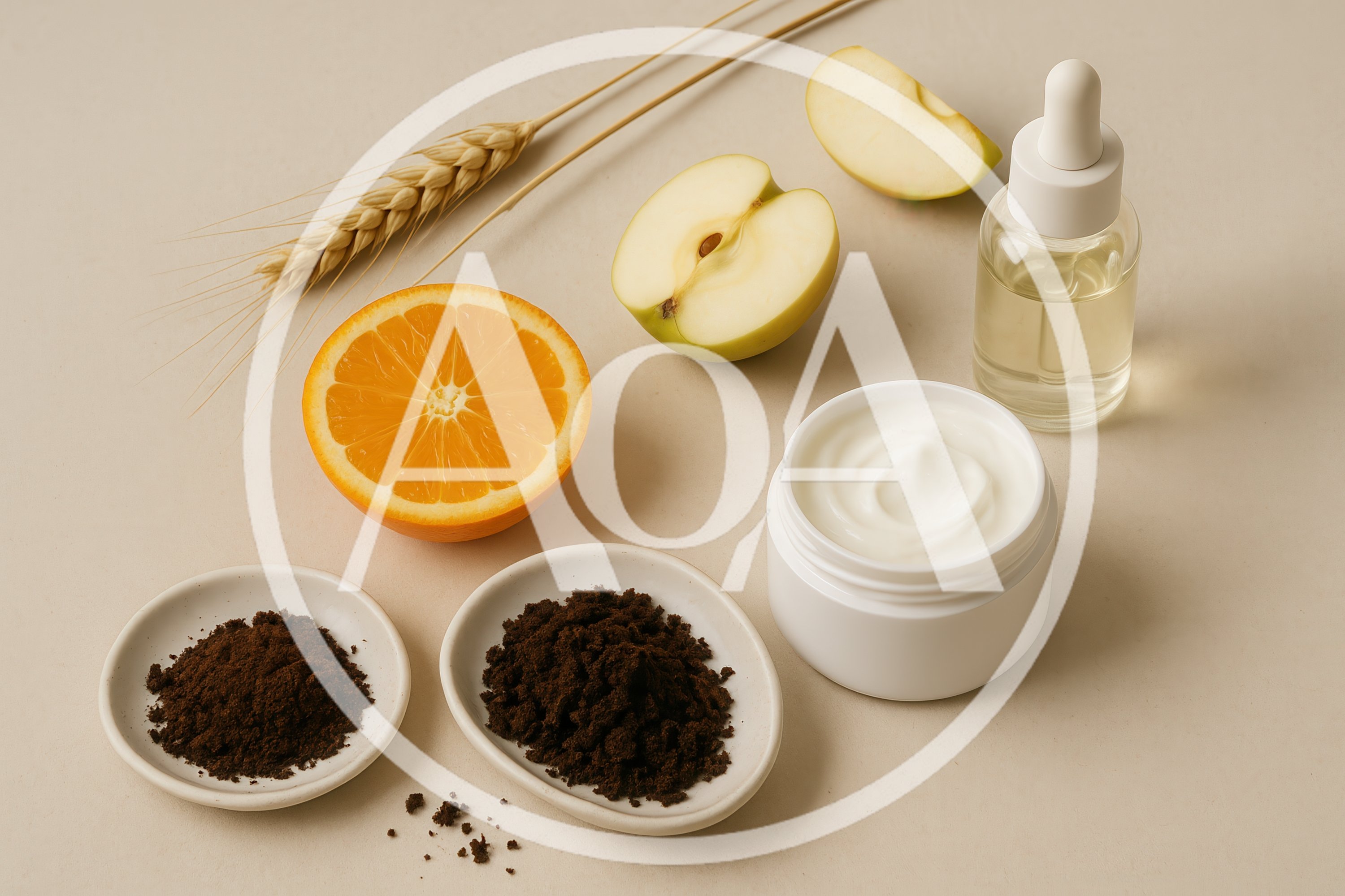 Natural Skincare Ingredients With Cream And Serum