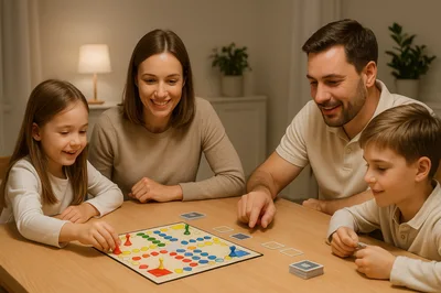 Family Playing Board Game Together at Home
